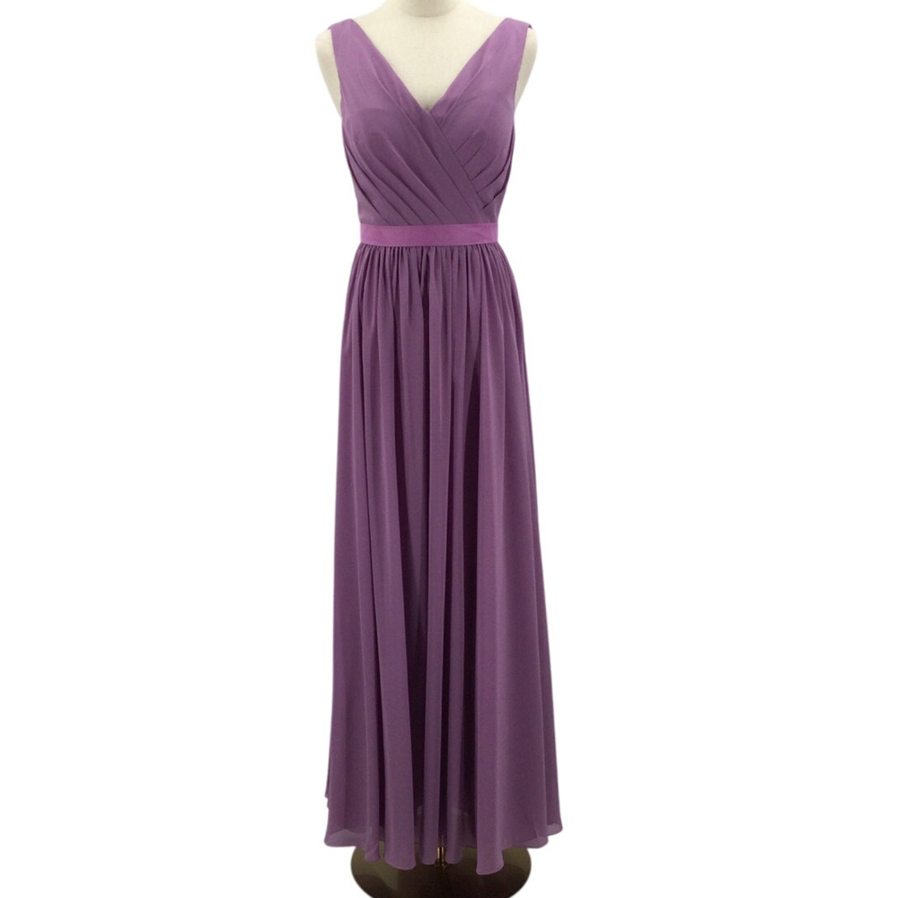 AW BRIDAL sz 4 s Purple Gwyneth chiffon bridesmaid formal maxi dress NEW b59